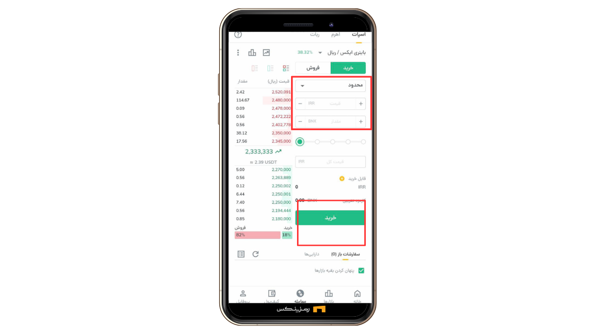 خرید و فروش باینری ایکس (BNX)