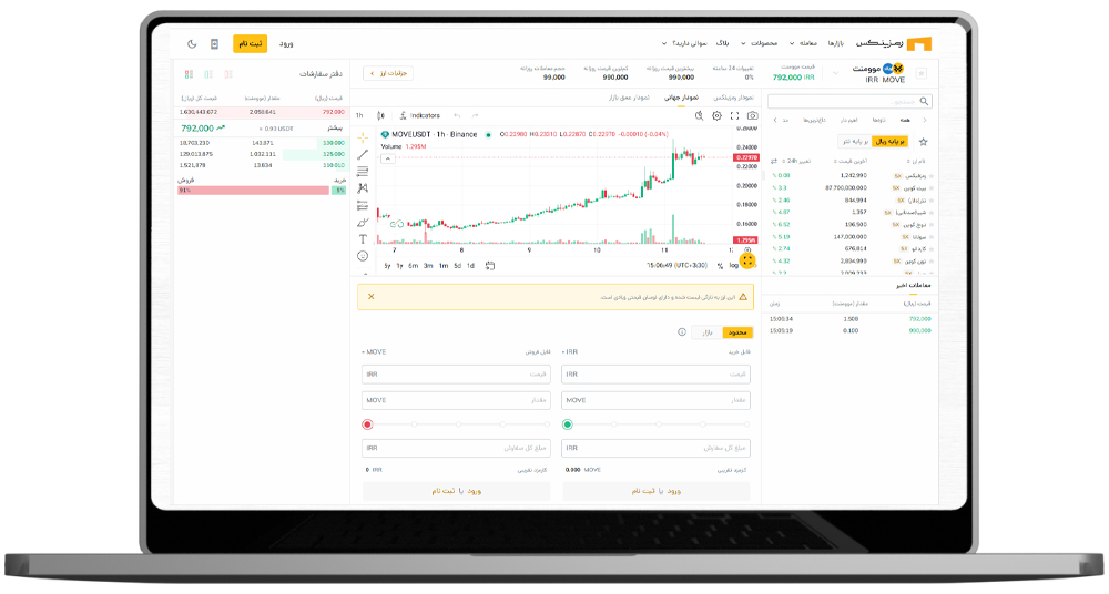 معاملات حرفه‌ای ارز move در رمزینکس